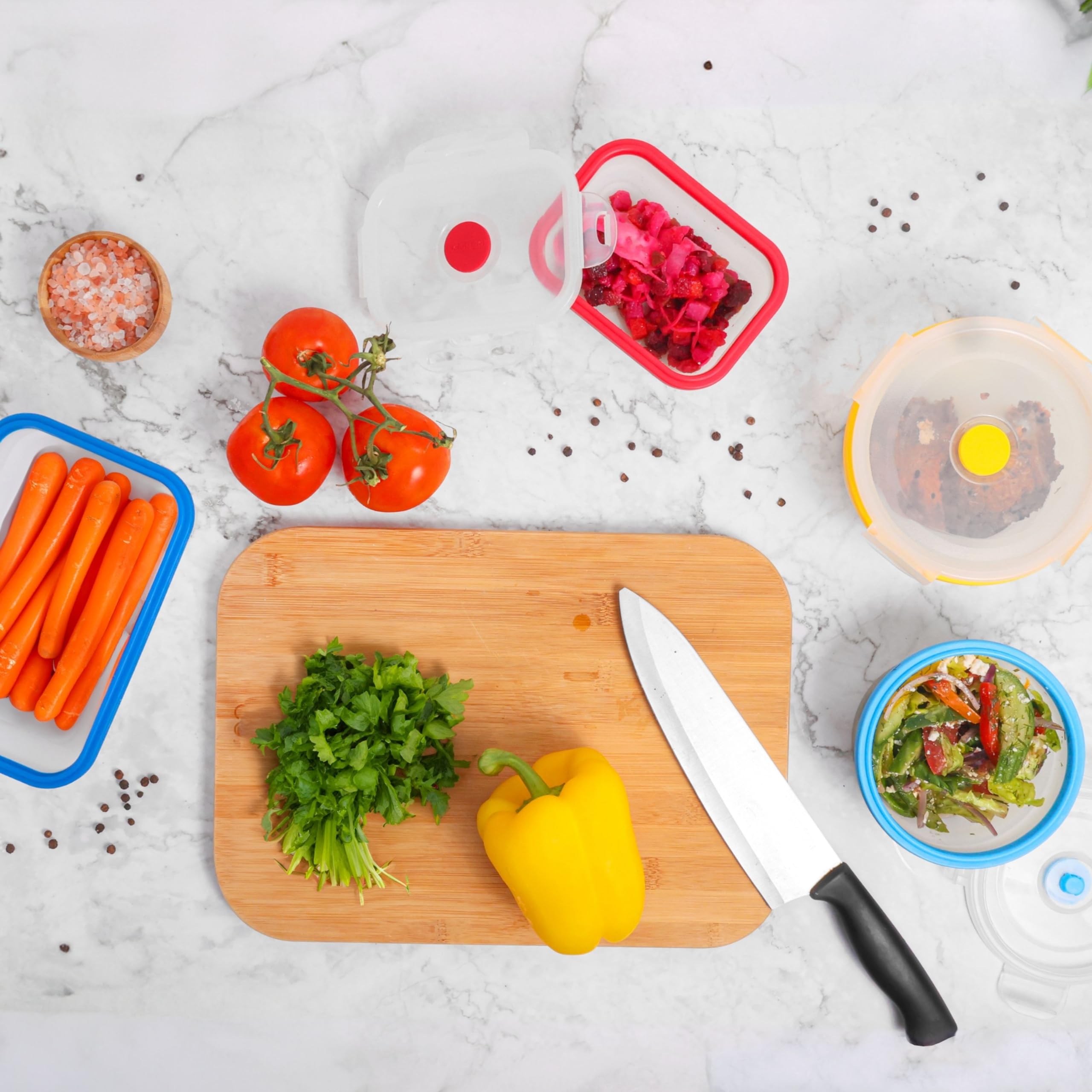 Ecoberi Collapsible Silicone Food Storage Containers - Airtight Snap-Top Lids, Bpa Free, Microwave And Dishwasher Safe, Set Of 5